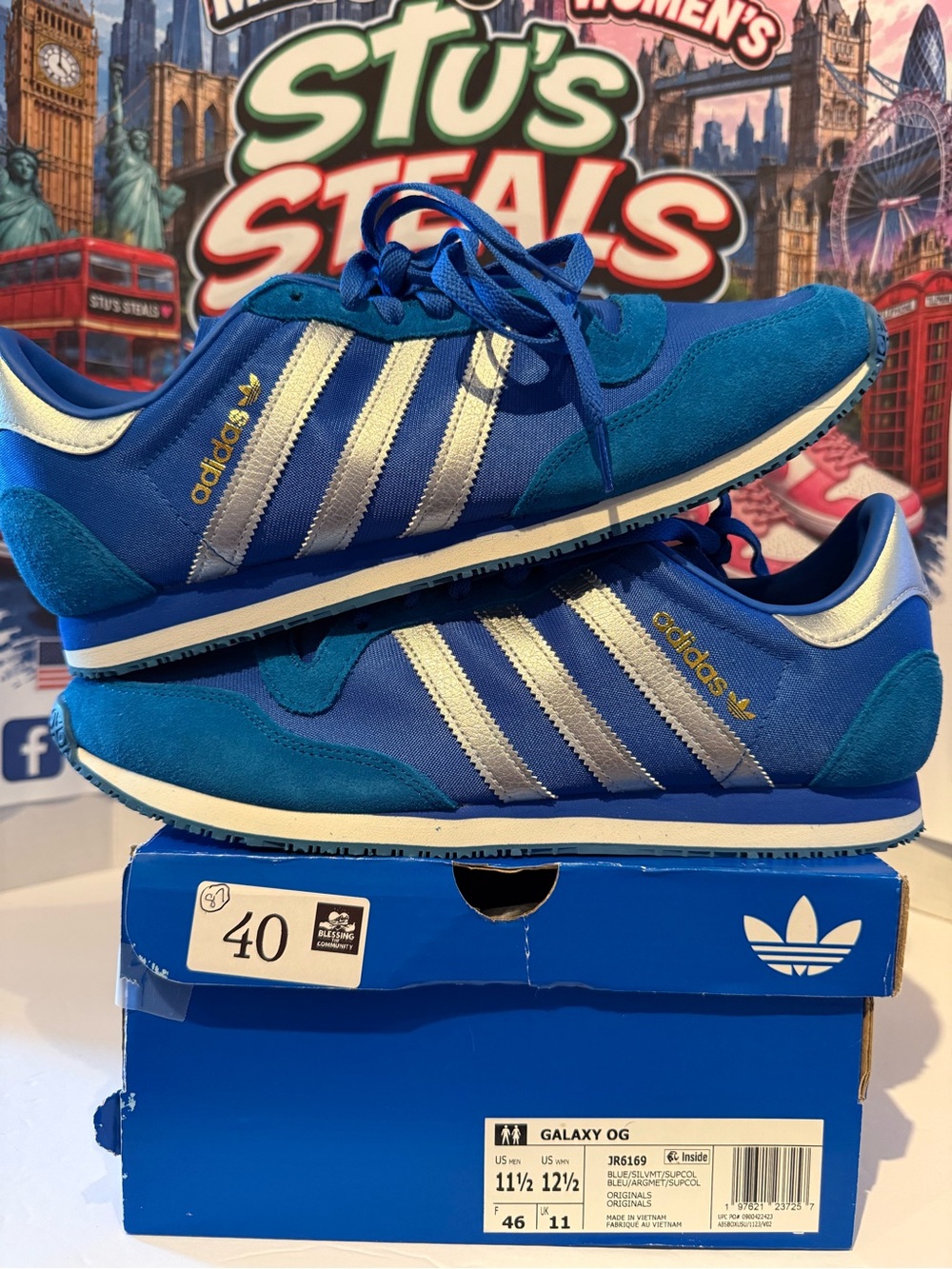 adidas Blue Silver Retro Runner Sneakers